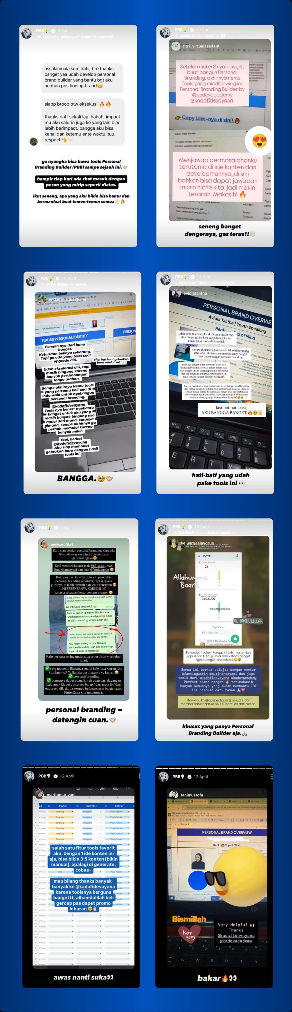 Testimoni Pengguna Personal Branding Builder